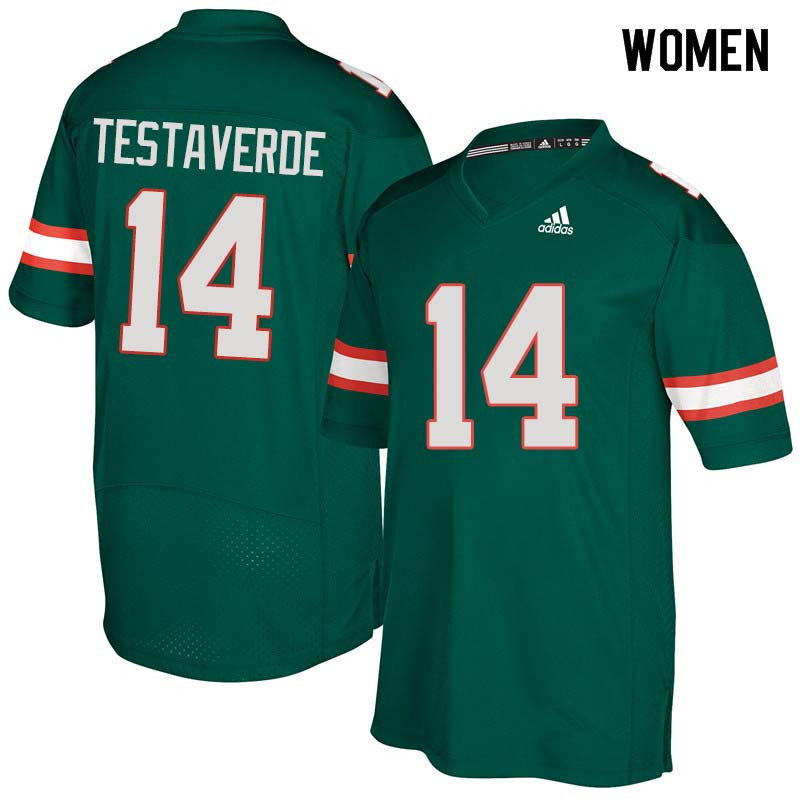 Women Miami Hurricanes #14 Vinny Testaverde College Football Jerseys Sale-Green - Click Image to Close